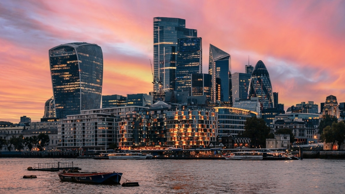 Sunset over Bishopsgate, London
